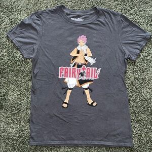 Fairy Tail Natsu Dragneel Graphic Medium Gray Funimation Anime Tee 100% Cotton